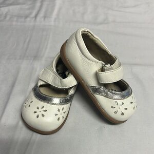 See Kai Run - White and Silver Dress Shoes with Mary Jane Style